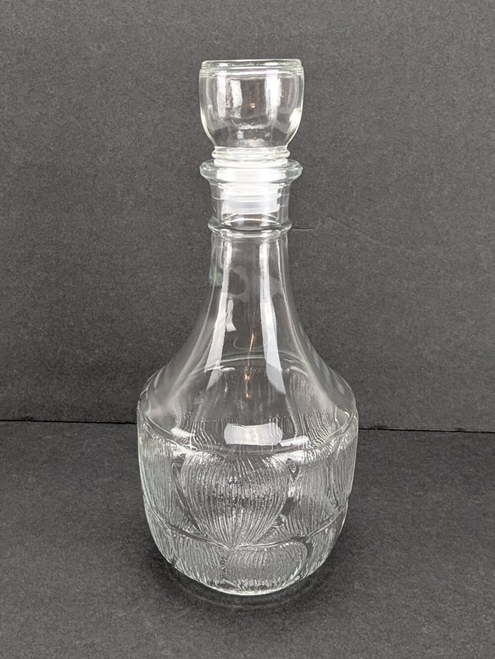 Vintage Luminarc Decanter Clear Glass Bottle Rubber Stopper Barware Home Decor